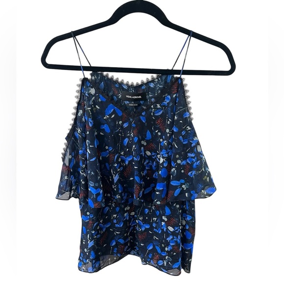Yigal Azrouel Blue Floral Top - Picture 1 of 3